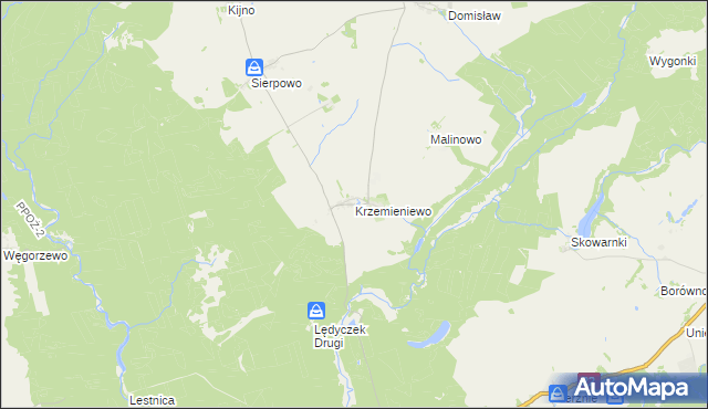 mapa Krzemieniewo gmina Czarne, Krzemieniewo gmina Czarne na mapie Targeo