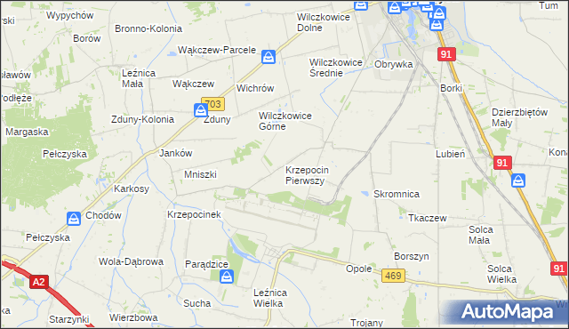 mapa Krzepocin Pierwszy, Krzepocin Pierwszy na mapie Targeo