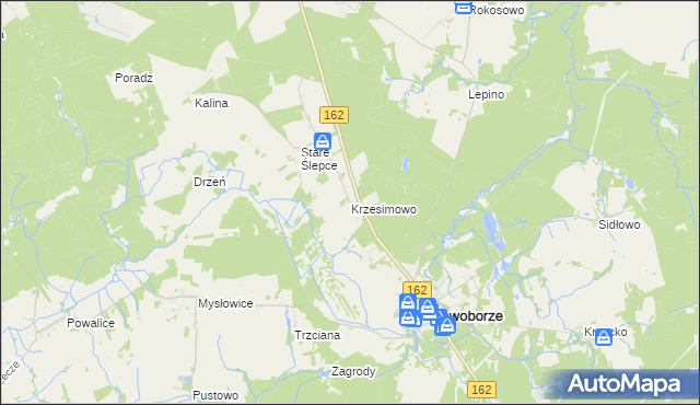 mapa Krzesimowo, Krzesimowo na mapie Targeo