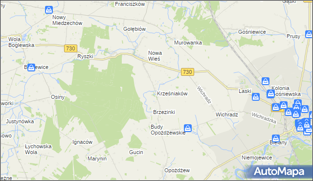 mapa Krześniaków, Krześniaków na mapie Targeo