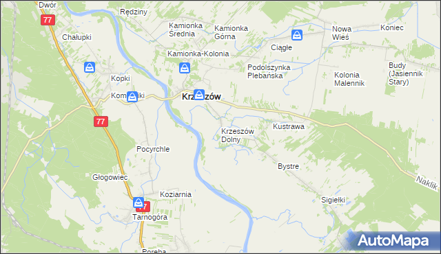 mapa Krzeszów Dolny, Krzeszów Dolny na mapie Targeo