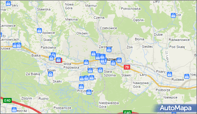 mapa Krzeszowice, Krzeszowice na mapie Targeo