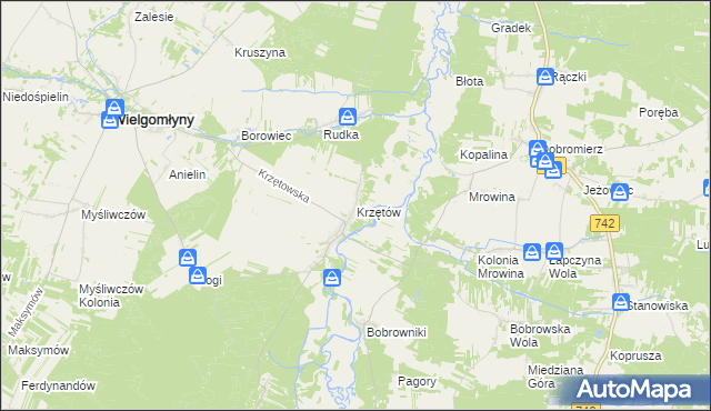 mapa Krzętów, Krzętów na mapie Targeo