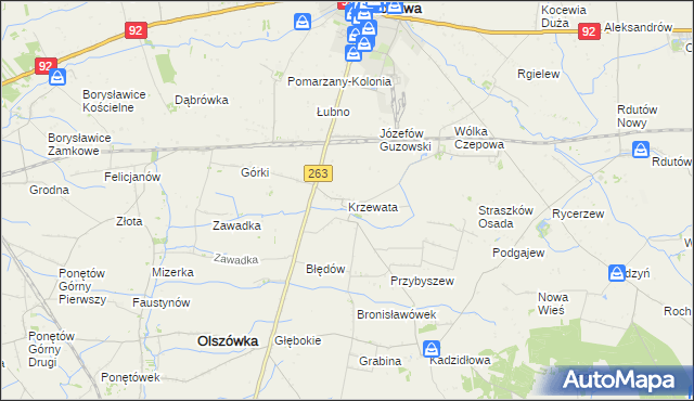 mapa Krzewata, Krzewata na mapie Targeo