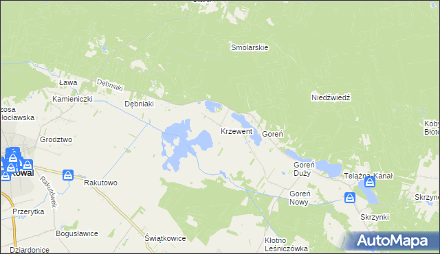mapa Krzewent, Krzewent na mapie Targeo