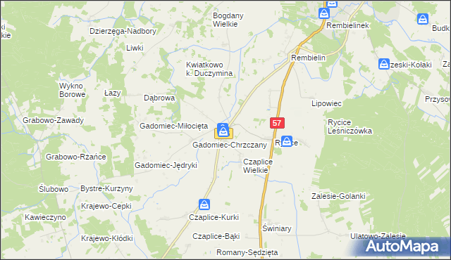 mapa Krzynowłoga Wielka, Krzynowłoga Wielka na mapie Targeo