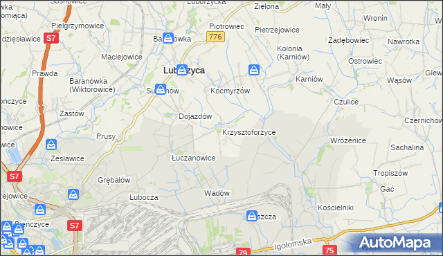 mapa Krzysztoforzyce, Krzysztoforzyce na mapie Targeo