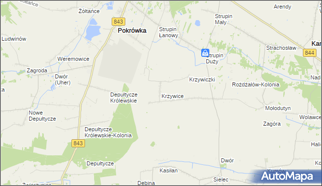 mapa Krzywice gmina Chełm, Krzywice gmina Chełm na mapie Targeo