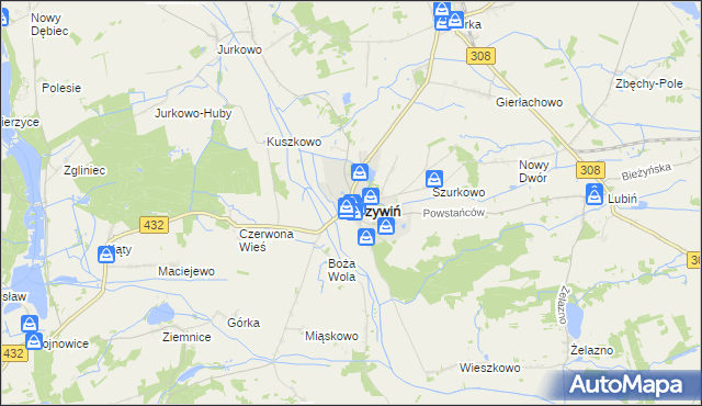 mapa Krzywiń, Krzywiń na mapie Targeo