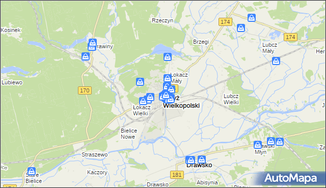 mapa Krzyż Wielkopolski, Krzyż Wielkopolski na mapie Targeo