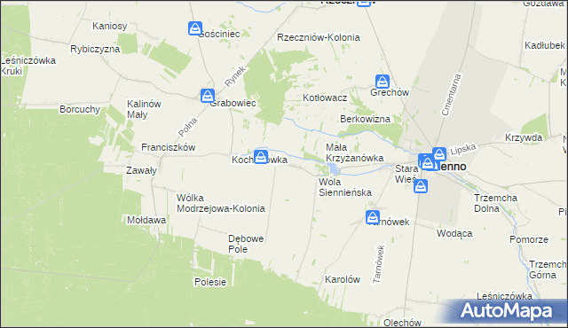 mapa Krzyżanówka, Krzyżanówka na mapie Targeo