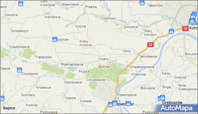 mapa Ksany, Ksany na mapie Targeo