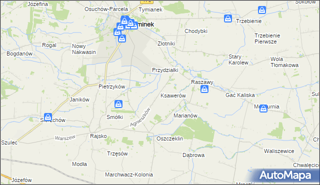 mapa Ksawerów gmina Koźminek, Ksawerów gmina Koźminek na mapie Targeo