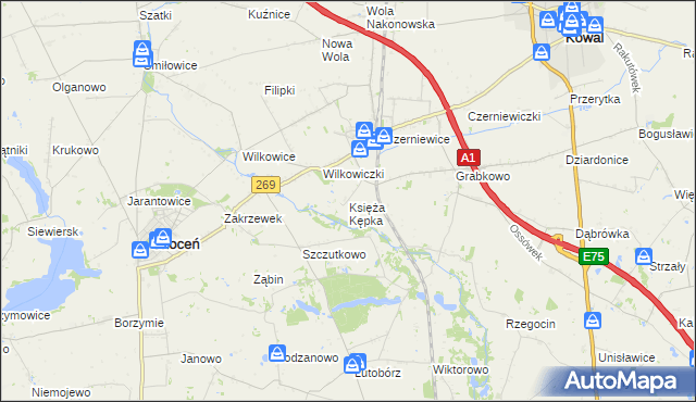 mapa Księża Kępka, Księża Kępka na mapie Targeo