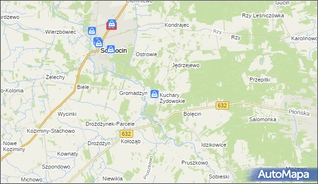 mapa Kuchary Żydowskie, Kuchary Żydowskie na mapie Targeo