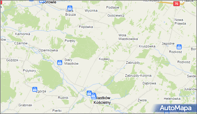 mapa Kujawy gmina Miastków Kościelny, Kujawy gmina Miastków Kościelny na mapie Targeo