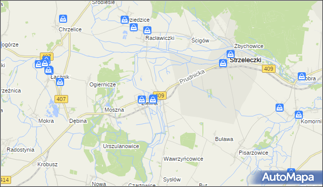mapa Kujawy gmina Strzeleczki, Kujawy gmina Strzeleczki na mapie Targeo