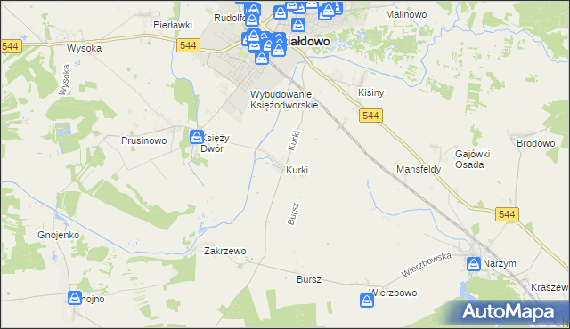 mapa Kurki gmina Działdowo, Kurki gmina Działdowo na mapie Targeo