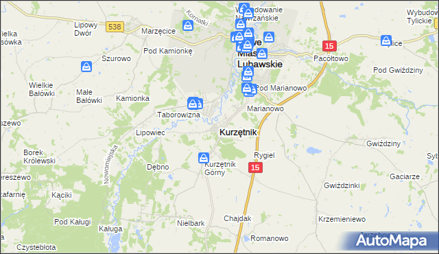 mapa Kurzętnik, Kurzętnik na mapie Targeo