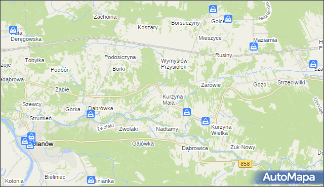mapa Kurzyna Mała, Kurzyna Mała na mapie Targeo