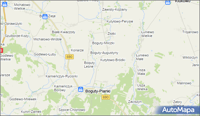 mapa Kutyłowo-Bródki, Kutyłowo-Bródki na mapie Targeo