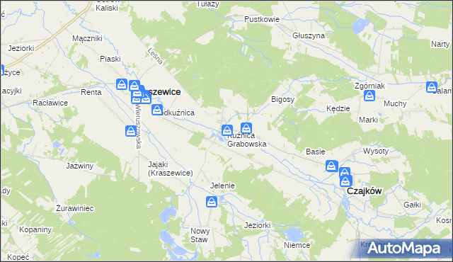 mapa Kuźnica Grabowska, Kuźnica Grabowska na mapie Targeo