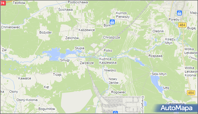 mapa Kuźnica Kaszewska, Kuźnica Kaszewska na mapie Targeo