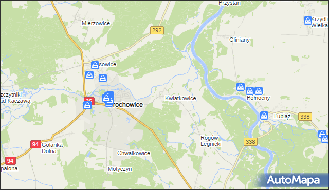 mapa Kwiatkowice gmina Prochowice, Kwiatkowice gmina Prochowice na mapie Targeo