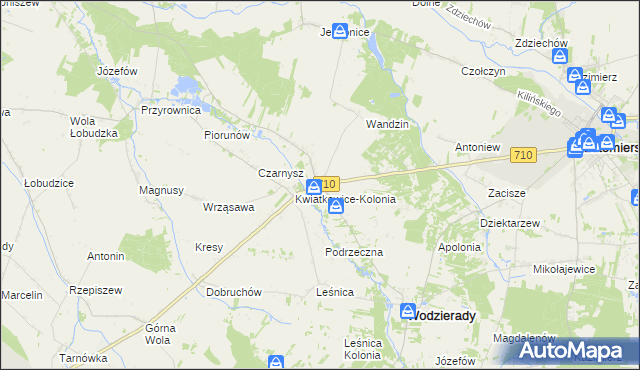mapa Kwiatkowice gmina Wodzierady, Kwiatkowice gmina Wodzierady na mapie Targeo