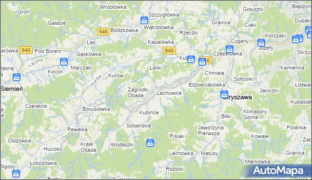 mapa Lachowice, Lachowice na mapie Targeo