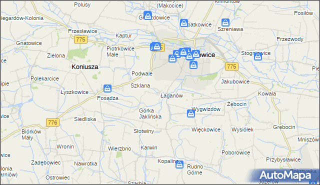 mapa Łaganów, Łaganów na mapie Targeo