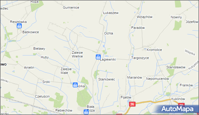 mapa Łagiewniki gmina Kobylin, Łagiewniki gmina Kobylin na mapie Targeo