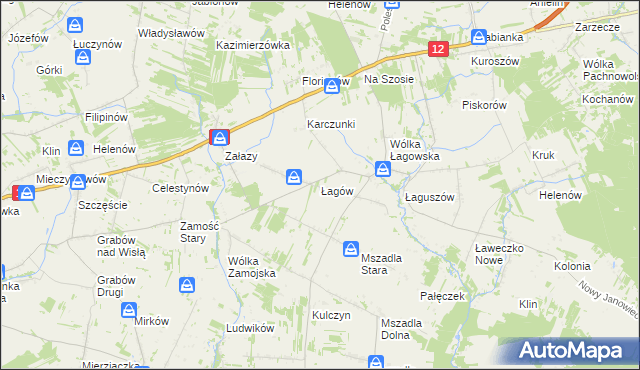 mapa Łagów gmina Przyłęk, Łagów gmina Przyłęk na mapie Targeo