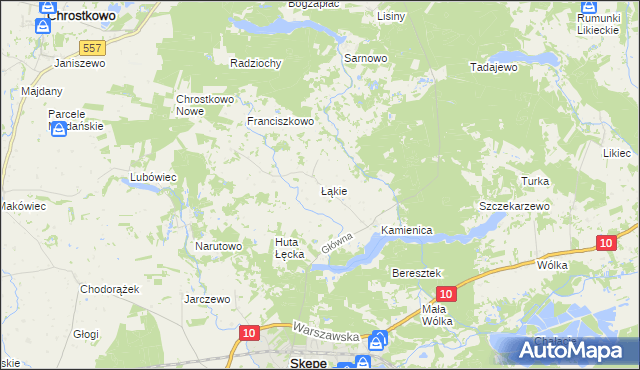 mapa Łąkie gmina Skępe, Łąkie gmina Skępe na mapie Targeo