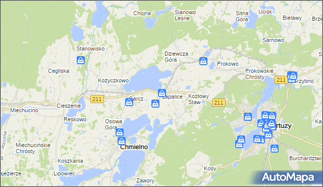 mapa Łapalice, Łapalice na mapie Targeo