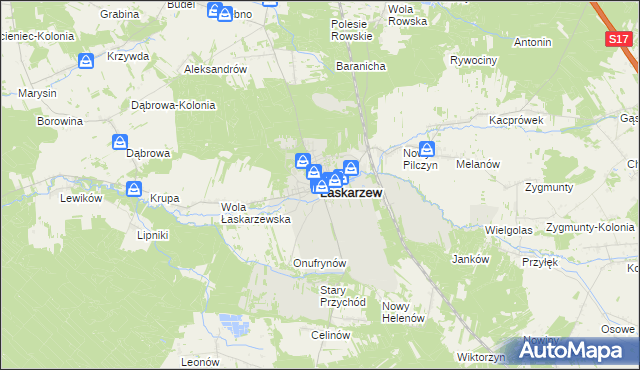mapa Łaskarzew, Łaskarzew na mapie Targeo