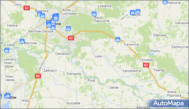 mapa Laski gmina Łochów, Laski gmina Łochów na mapie Targeo