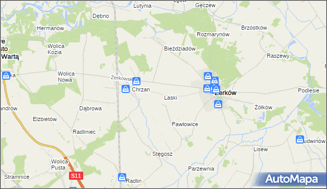 mapa Laski gmina Żerków, Laski gmina Żerków na mapie Targeo