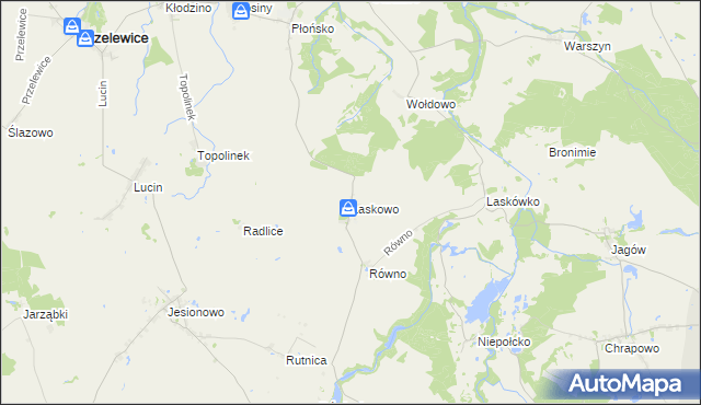 mapa Laskowo gmina Przelewice, Laskowo gmina Przelewice na mapie Targeo