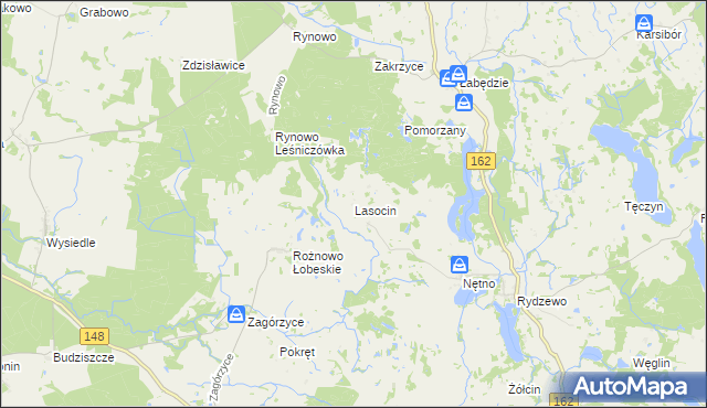 mapa Lasocin gmina Drawsko Pomorskie, Lasocin gmina Drawsko Pomorskie na mapie Targeo
