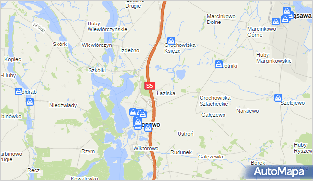 mapa Łaziska gmina Rogowo, Łaziska gmina Rogowo na mapie Targeo