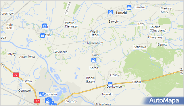 mapa Łazy gmina Radymno, Łazy gmina Radymno na mapie Targeo