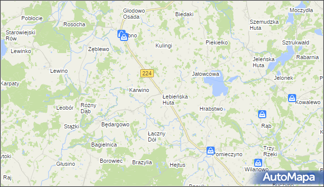 mapa Łebieńska Huta, Łebieńska Huta na mapie Targeo