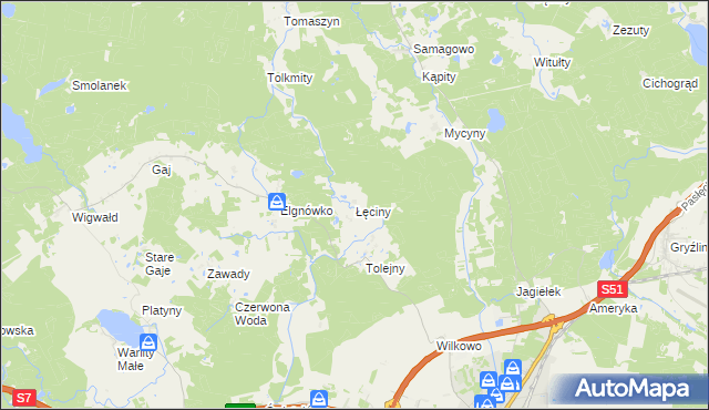 mapa Łęciny, Łęciny na mapie Targeo