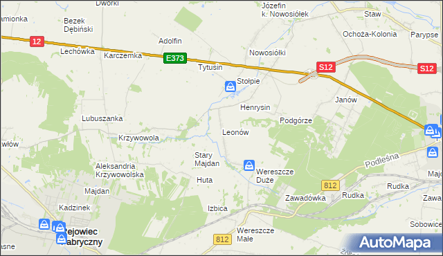 mapa Leonów gmina Rejowiec, Leonów gmina Rejowiec na mapie Targeo