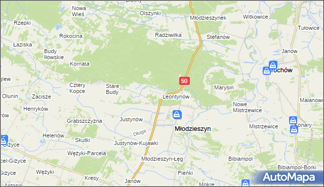 mapa Leontynów, Leontynów na mapie Targeo