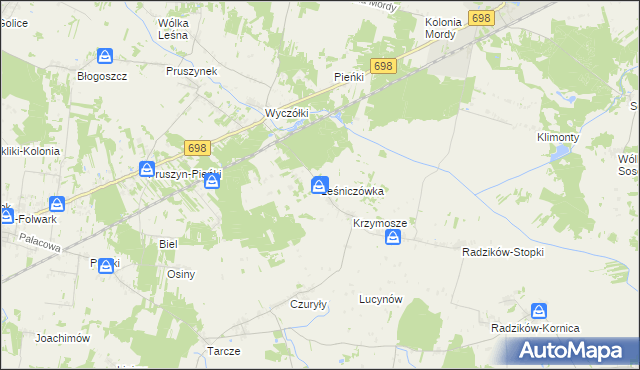 mapa Leśniczówka gmina Mordy, Leśniczówka gmina Mordy na mapie Targeo