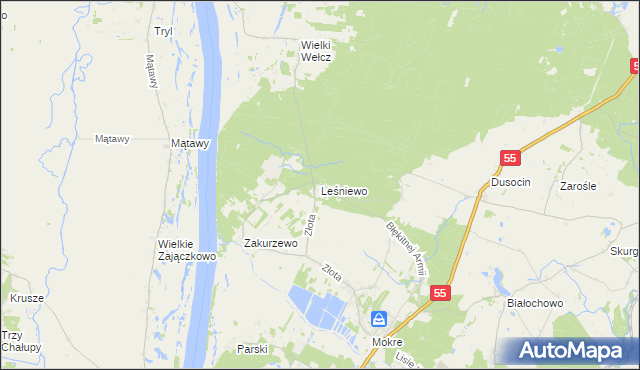 mapa Leśniewo gmina Grudziądz, Leśniewo gmina Grudziądz na mapie Targeo