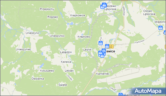 mapa Leśnik gmina Cewice, Leśnik gmina Cewice na mapie Targeo