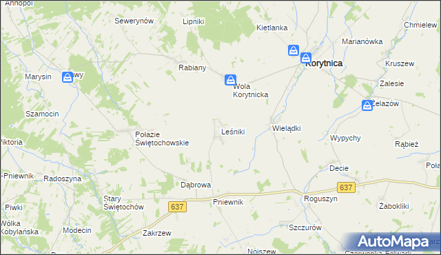 mapa Leśniki gmina Korytnica, Leśniki gmina Korytnica na mapie Targeo